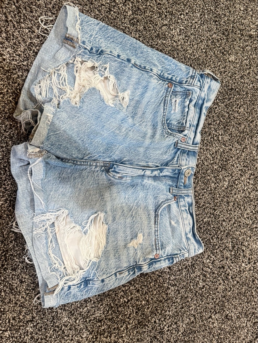 American Eagle Outfitters Light Wash Distressed Denim Shorts
